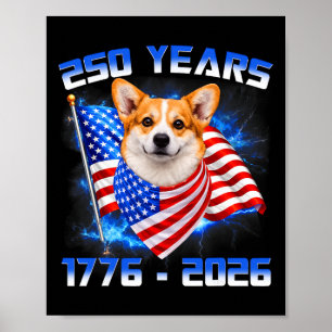 Póster 250 Años de América 1776 2026 Corgi Amantes de los