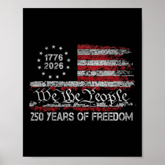 Póster 250 Años De Libertad 1776 2026 Bandera De EEUU Cum