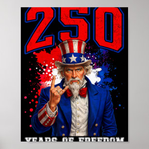 Póster 250 años de libertad de América 2026 Cumpleaños 25