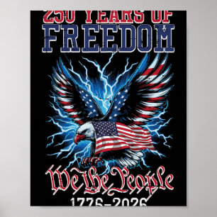 Póster 250 Años Libertad Bandera Estadounidense Us 250 An