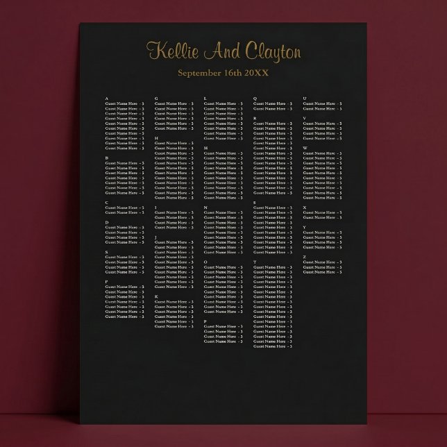Póster 250+ Carta de Asientos de Boda Simple (Subido por el creador)