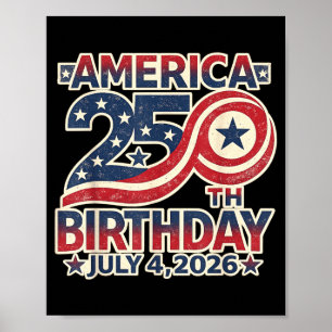 Póster 250 cumpleaños 4 de julio 1776-2026 aniversario de