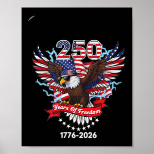 Póster 250 cumpleaños americanos EE. UU. 1776-2026 aniver