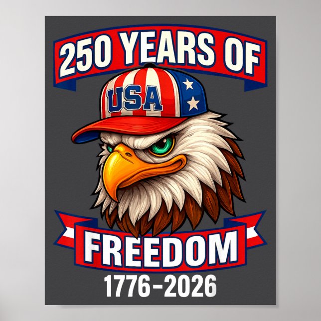 Póster 250 Years Of Dom 1776 2026 Bald Eagle 250th Birthd (Frente)
