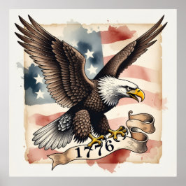 Póster 250th Anniversary Patriotic Bald Eagle 1776