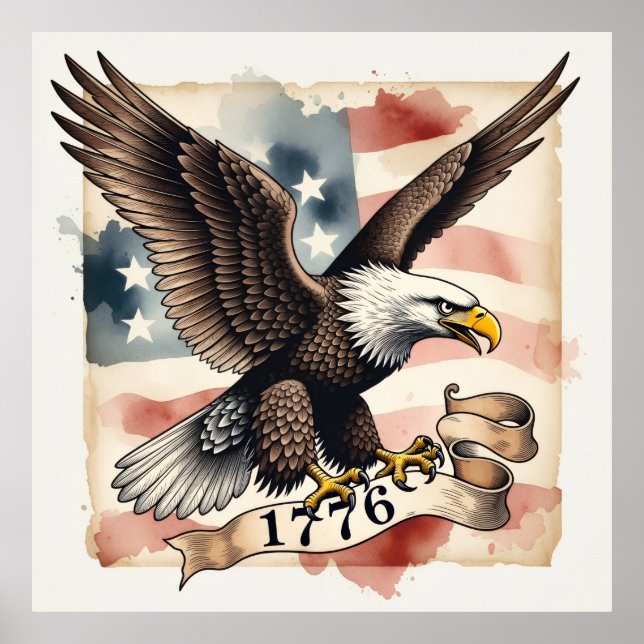 Póster 250th Anniversary Patriotic Bald Eagle 1776 (Frente)