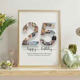 Póster 25.º Poster de Collage de fotos de cumpleaños