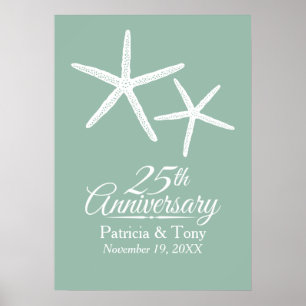 Póster 25° Aniversario Boda Starfish Personalizado
