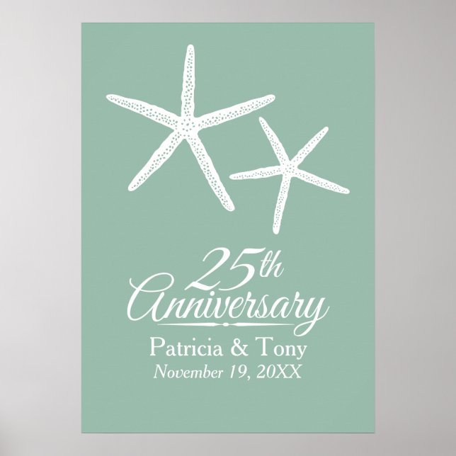 Póster 25° Aniversario Boda Starfish Personalizado (Frente)