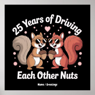 Póster 25 Años Conduciendo Una Pareja Graciosa De Nueces