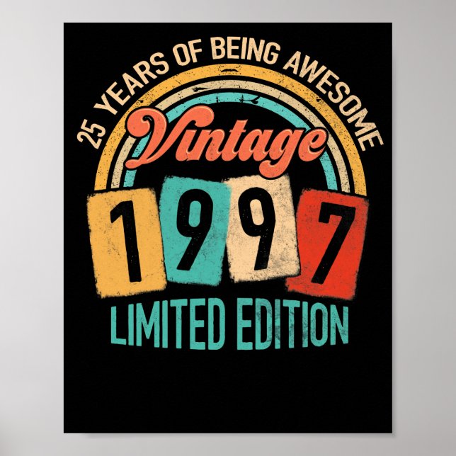 Póster 25 Años De Edad Increíble En 1997 25º Cumpleaños (Frente)