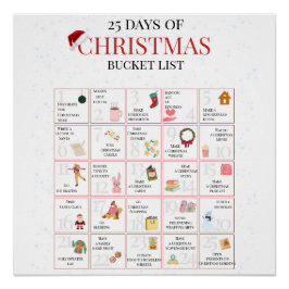 Póster 25 Days of Christmas Bucket List Art