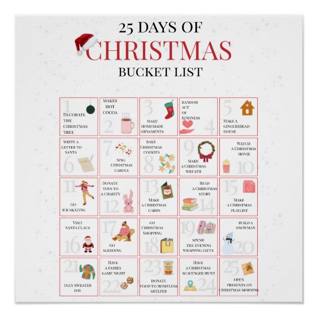 Póster 25 Days of Christmas Bucket List Art (Anverso)