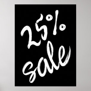 Póster 25% Rótulo de venta, 18x24 venta en blanco y negro