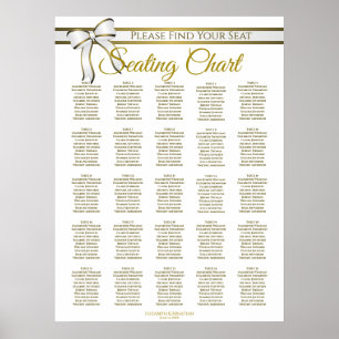 Póster 25 Tabla de asientos Boda de cinta blanca y dorada