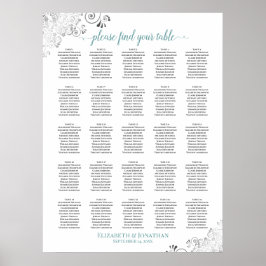 Póster 25 Tabla de asientos Boda de encaje de mesa Blanco