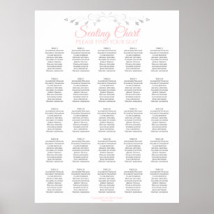 Póster 25 Tabla de asientos de matrimonio elegante rosa y