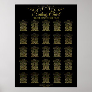 Póster 25 Tabla Elegante Dorado Boda negro gráfico de asi