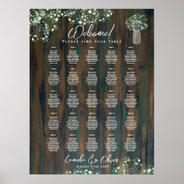 Póster 25 Table Rustic Wood Gypsophila SEATING CHART