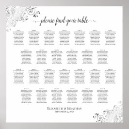 Póster 26 Tabla de asientos Boda de mesa Tabla Plata Frag