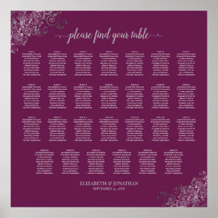 Póster 27 Tabla de asientos de Boda de mesa Plata en Cass