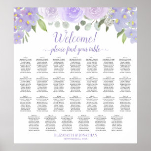 Póster 27 Tabla de asientos de Boda floral de lavanda de