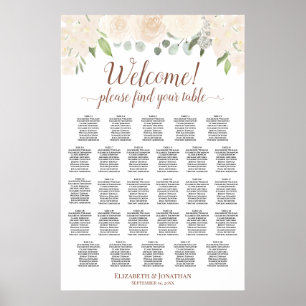Póster 28 Mesa Carta de Asientos Floral Boho Champagne Bl