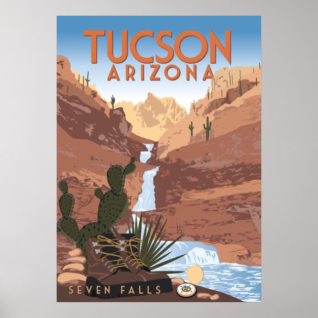 Póster 28"x20 Seven Falls - Tucson, Arizona (Frente)