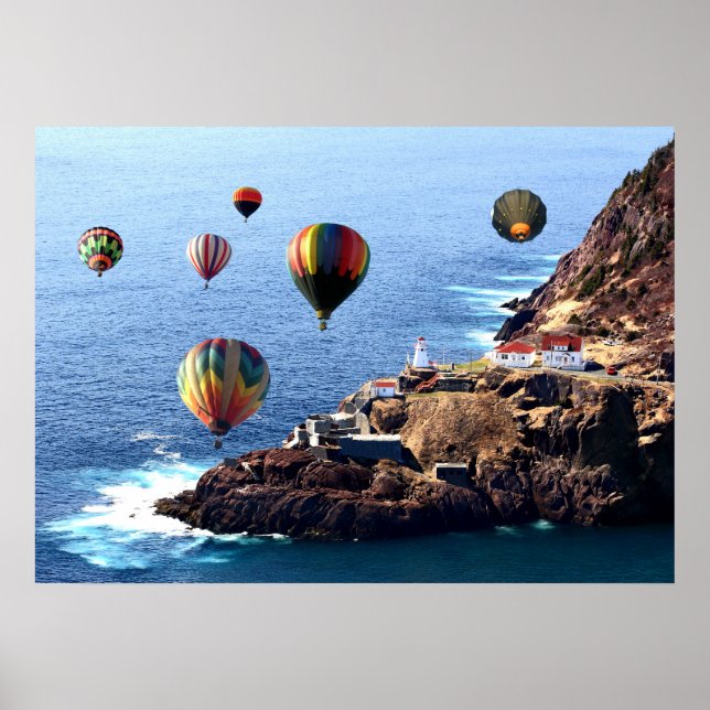 Póster 28" x 20", Poster de valor Hotair Balloons Newf (Frente)