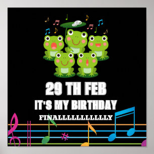 Póster 29 de febrero, Día del Salto, es mi cumpleaños, añ