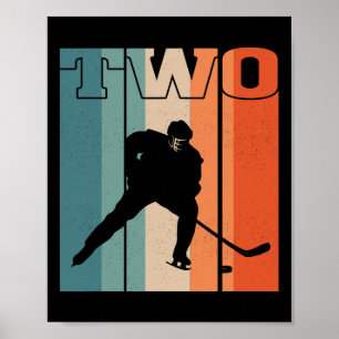 Póster 2.º Chica de Hockey sobre Hielo Retro de cumpleaño