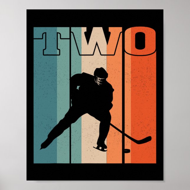 Póster 2.º Chica de Hockey sobre Hielo Retro de cumpleaño (Frente)