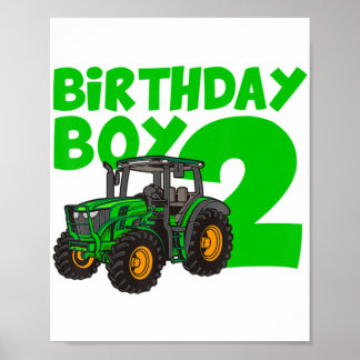 Póster 2.º cumpleaños de la granja de tractores de niños