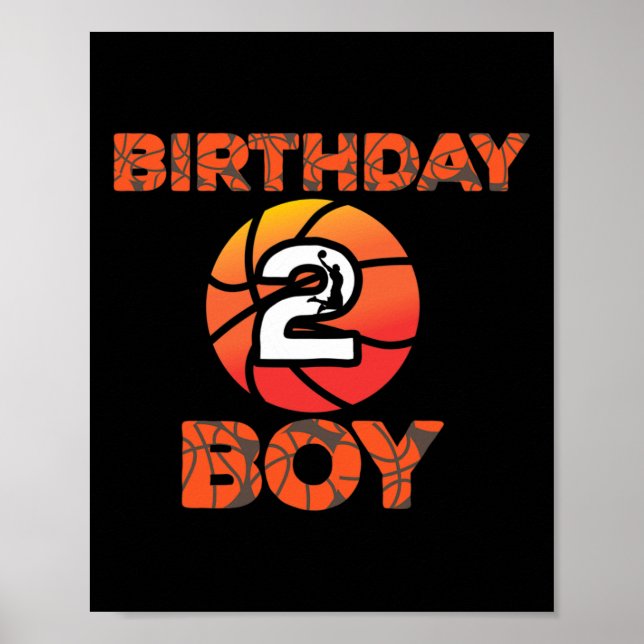 Póster 2.º Fiesta de baloncesto de cumpleaños de 2 años (Frente)