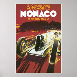 Póster 2.º Gran Premio Poster de Viajes de Mónaco Vintage