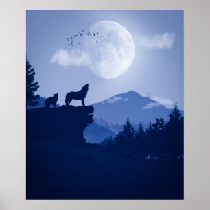 Póster 2.º paisaje de lobos Howling