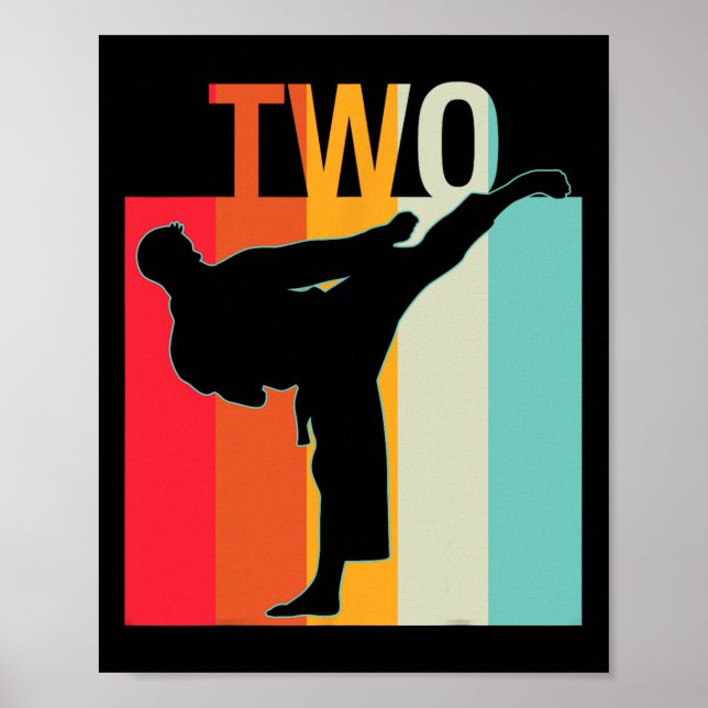 Póster 2.º regalo de cumpleaños Karate Retro Taekwondo Ma (Frente)