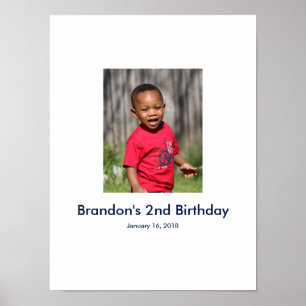 Póster 2.º Rótulo de personalizado de foto de cumpleaños