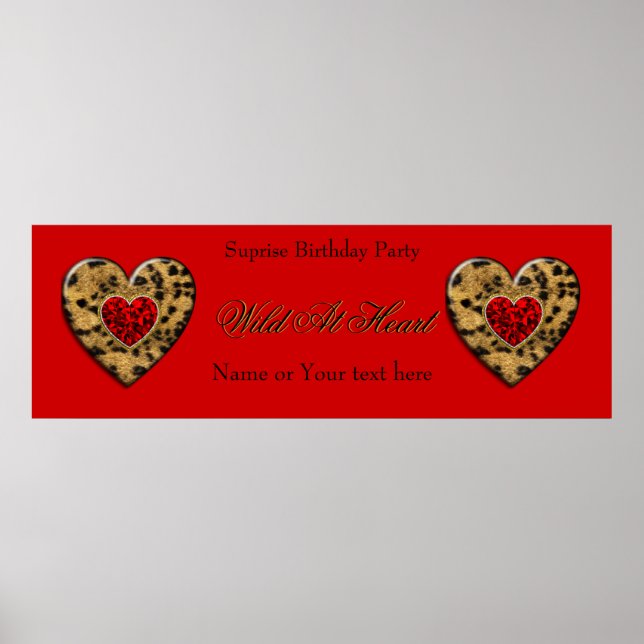 Póster 2 Banner Leopard Birthday Wild At Heart Black (Frente)