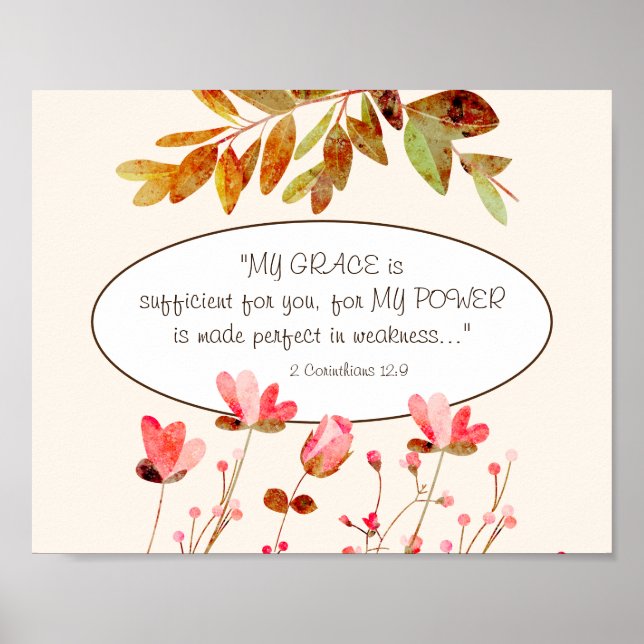 Póster 2 Corinthians 12:9 MI GRACE es suficiente para ti (Frente)