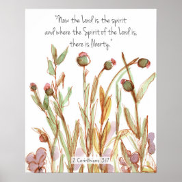 Póster 2 Corinthians 3:17 Bible Scripture Wildflowers