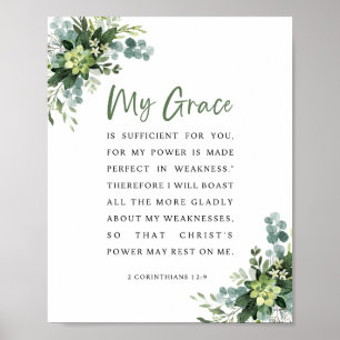 Póster 2 Corintios 12:9 Mi gracia es suficiente para ti