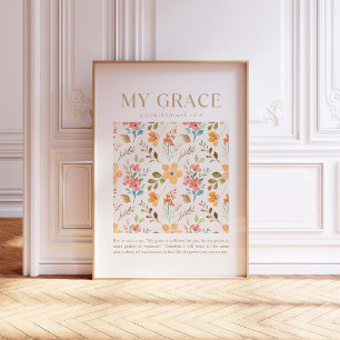 Póster 2 Corintios 12:9 Te basta mi gracia