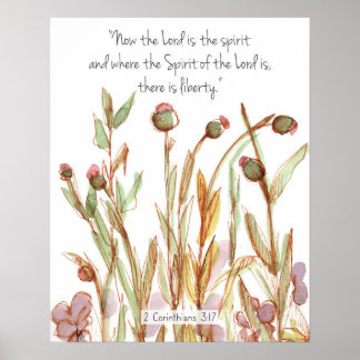 Póster 2 Corintios 3:17 Escrituras Bíblicas Flores Silves
