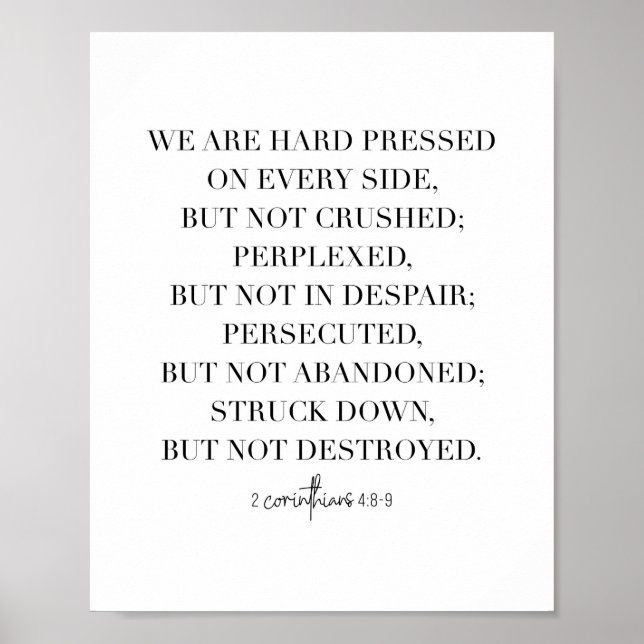 Póster 2 Corintios 4:8-9 (Frente)