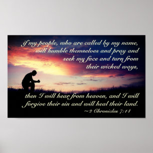 Póster 2 Crónicas 7:14 Verso de la Biblia Si Mi Pueblo Re