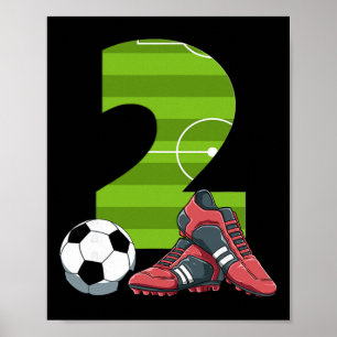 Póster 2 Cumpleaños Fútbol Primer Cumpleaños Niños Fútbol