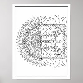Póster 2 en 1 Mandala Poster de Coloración para Adultos