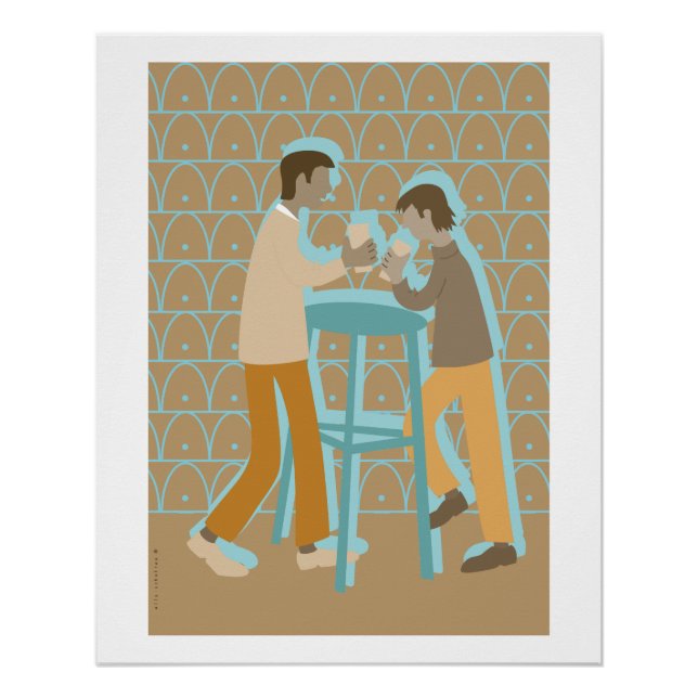 Póster 2 mannen bij praattafel (Anverso)