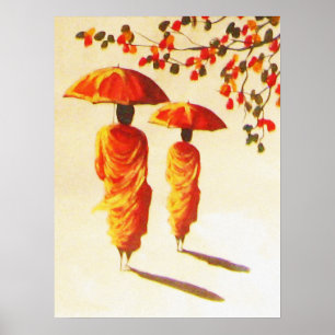 Póster 2 monjes budistas laosianos